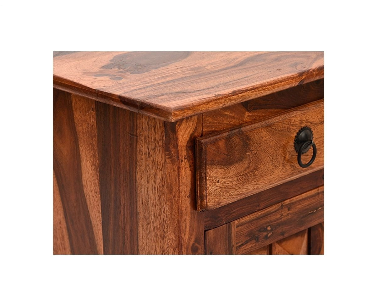 Solid Wood Bedside Tables In Honey Finish