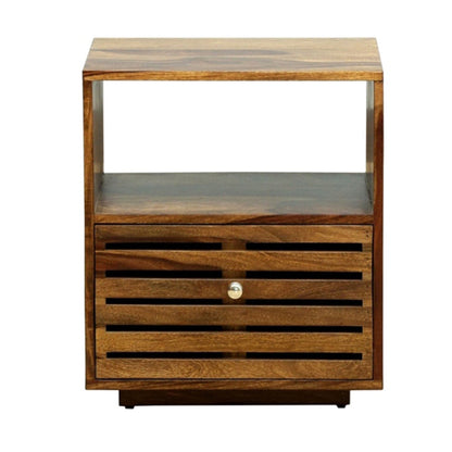 Solid Wood Bedside Tables In Teak Finish