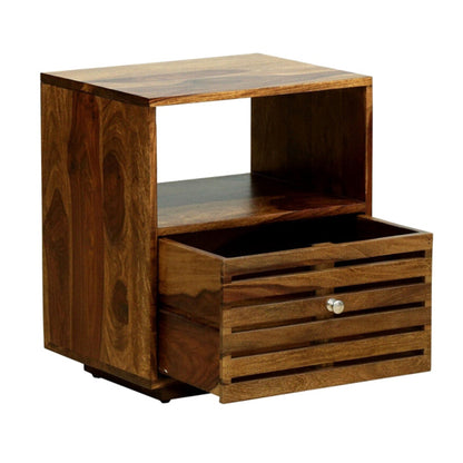 Solid Wood Bedside Tables In Teak Finish