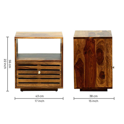 Solid Wood Bedside Tables In Teak Finish