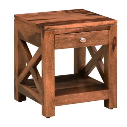 Solid Wood Bedside Tables In Honey Finish