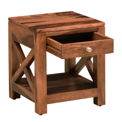 Solid Wood Bedside Tables In Honey Finish