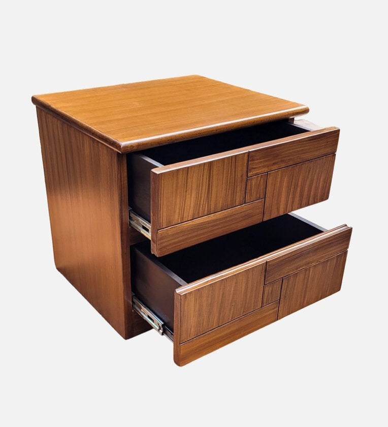 Solid Wood Bedside Tables In Natural Wood & Black Finish