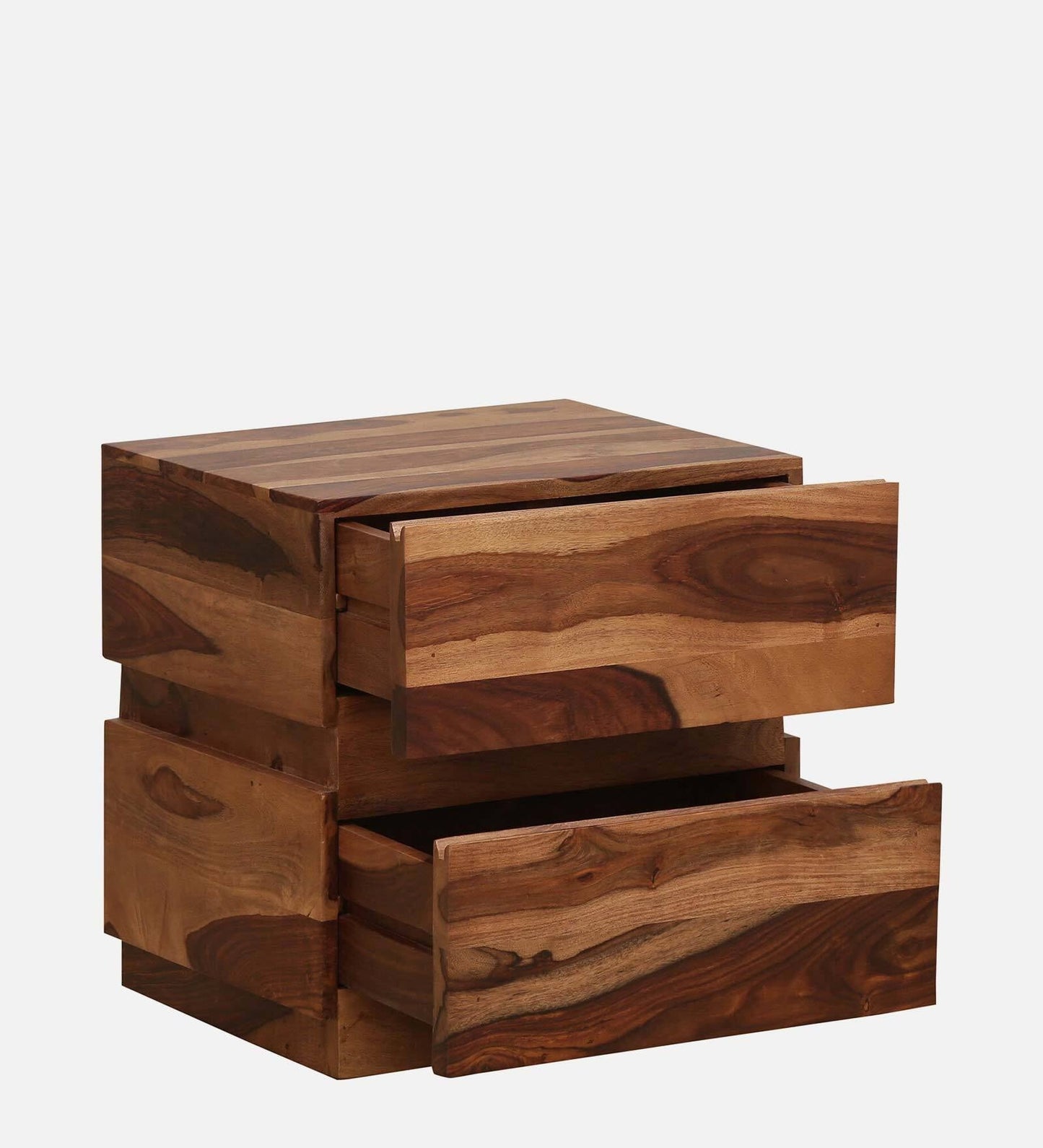 Solid Wood Bedside Tables In Rustic Teak Finish