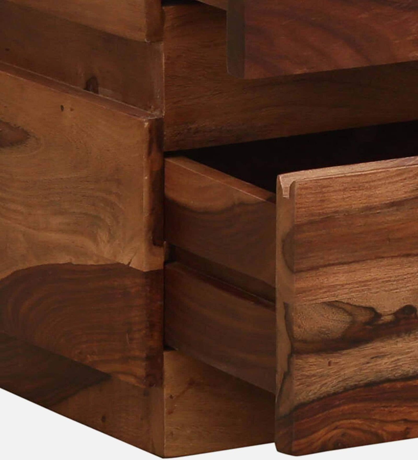 Solid Wood Bedside Tables In Rustic Teak Finish