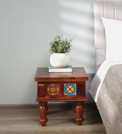 Solid Wood Bedside Tables In Honey Oak Finish