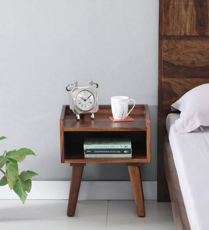 Solid Wood Bedside Tables In Rustic Teak Finish