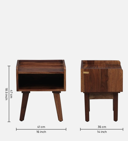 Solid Wood Bedside Tables In Rustic Teak Finish