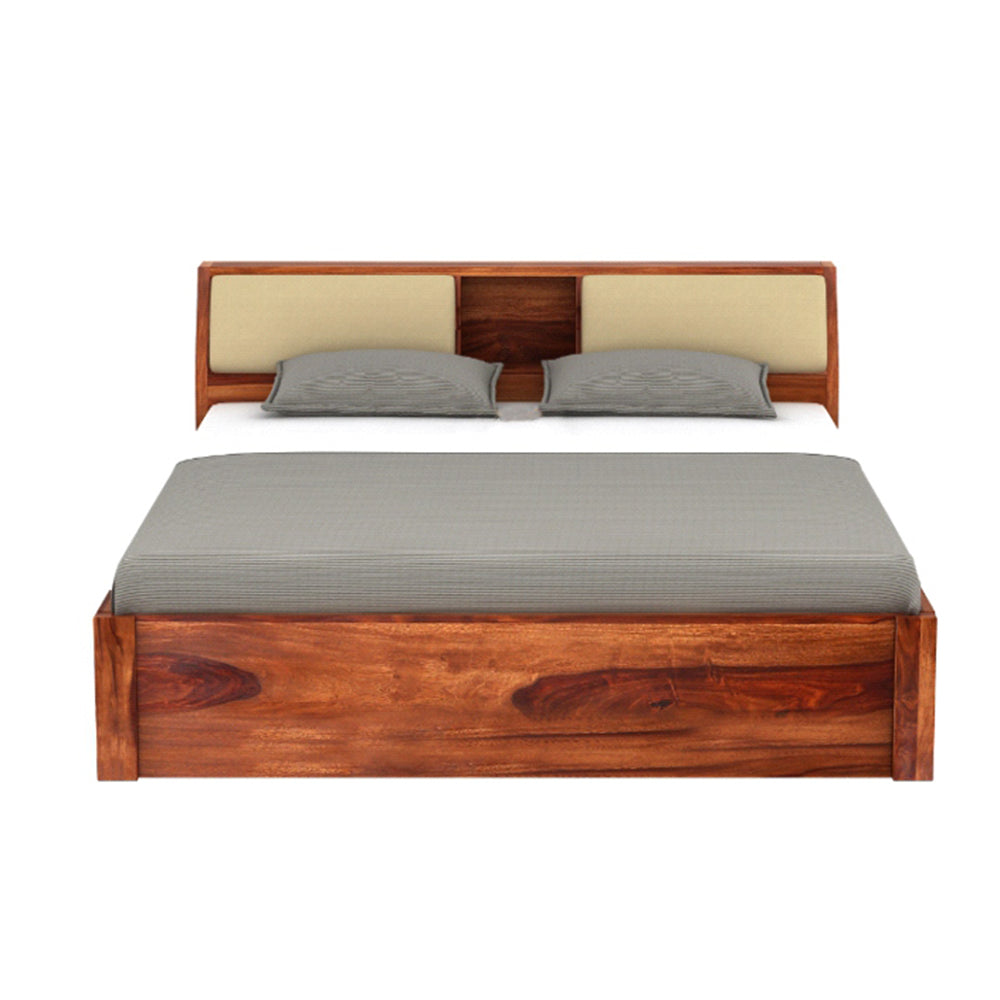 Solid Wood King Bed In Honey Finish