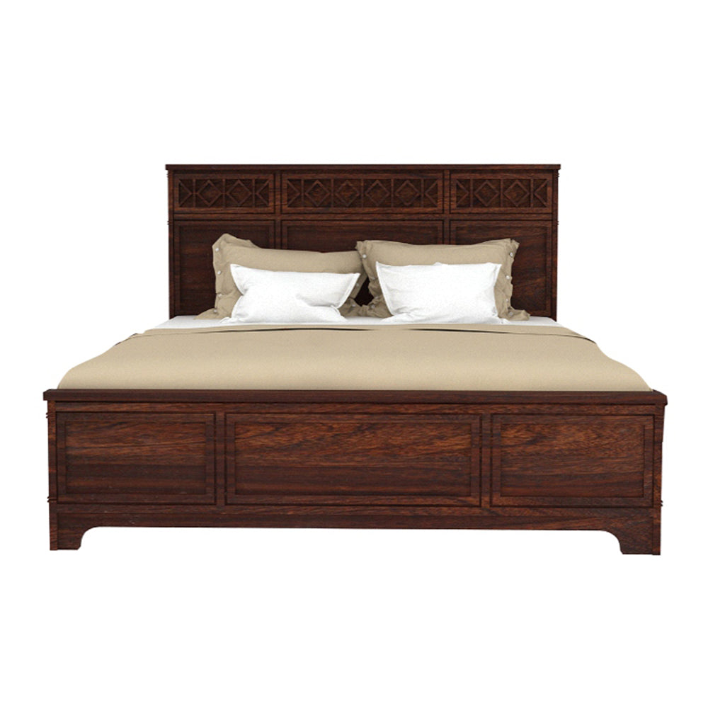 Solid Wood King Bed In Walnut Finish