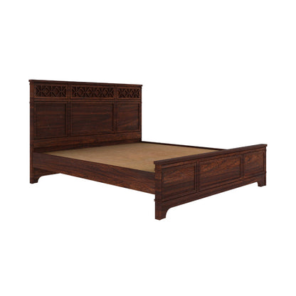 Solid Wood King Bed In Walnut Finish