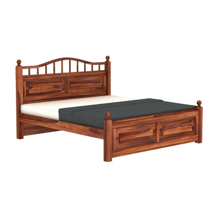 Solid Wood King Bed In Honey Finish