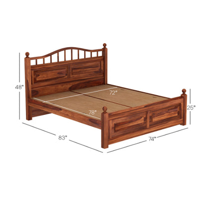 Solid Wood King Bed In Honey Finish