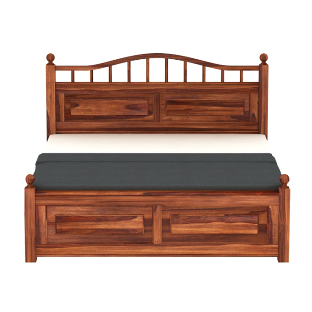 Solid Wood King Bed In Honey Finish