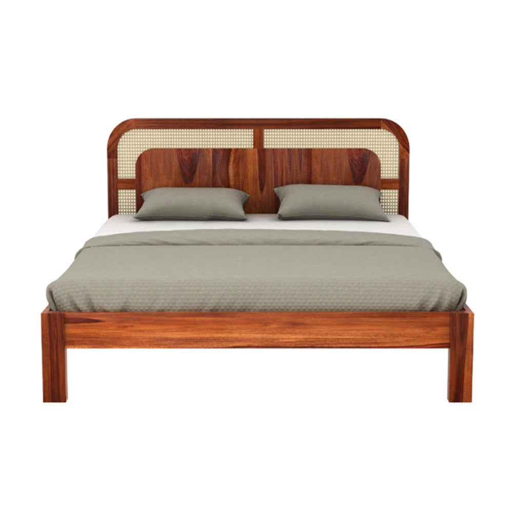 Solid Wood King Bed In Honey Finish