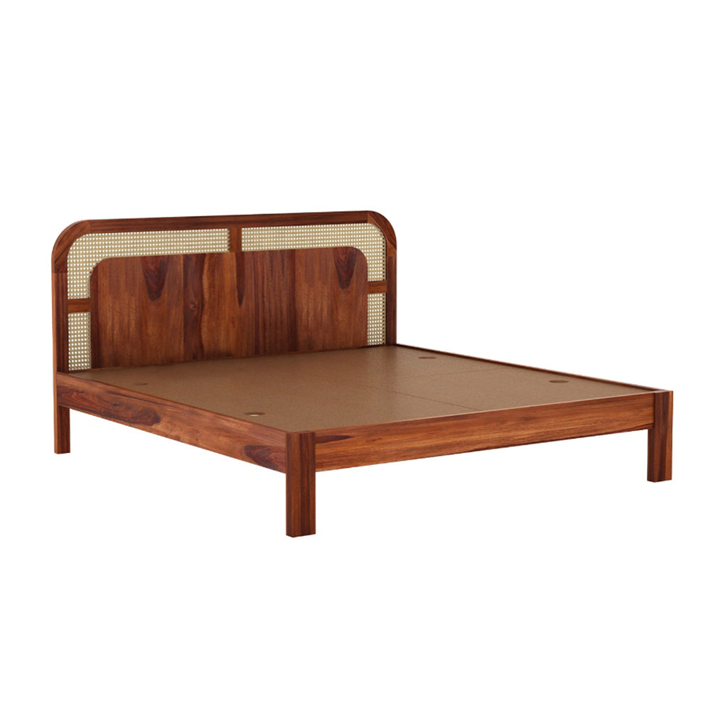 Solid Wood King Bed In Honey Finish