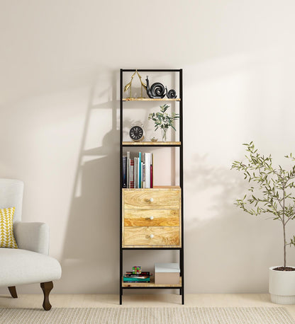 Mango Wood Book Shelf In Natural Polish Shade