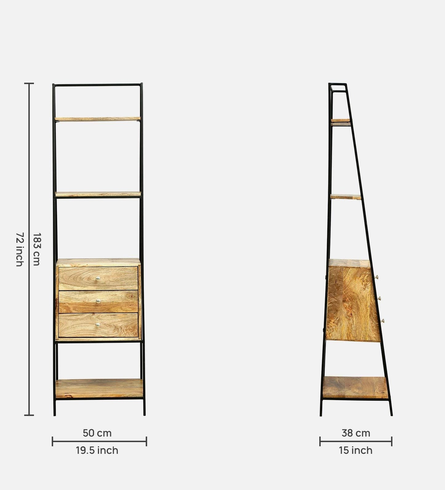 Mango Wood Book Shelf In Natural Polish Shade