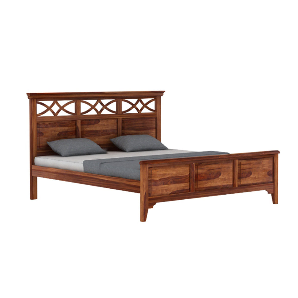 Solid Wood King Bed In Honey Finish