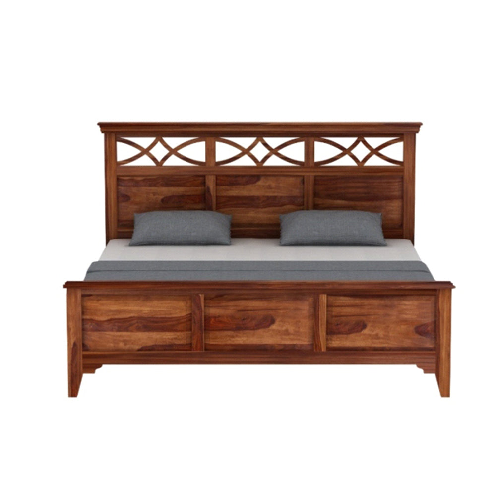 Solid Wood King Bed In Honey Finish