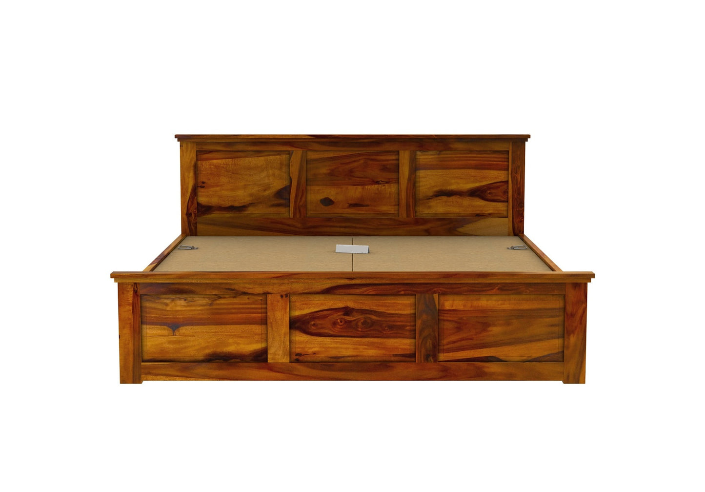 Solid Wood King Bed In Teak Finish