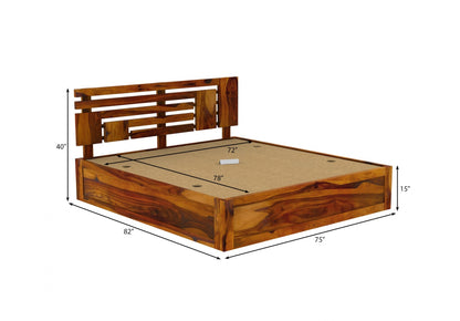 Solid Wood King Bed In Teak Finish