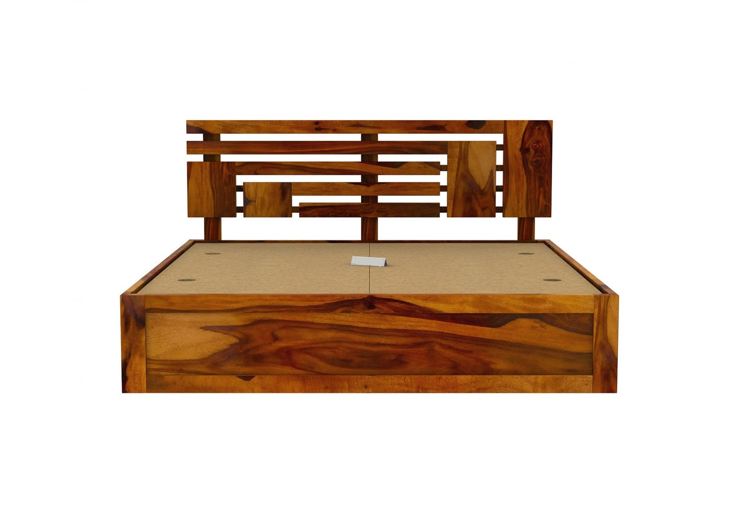 Solid Wood King Bed In Teak Finish