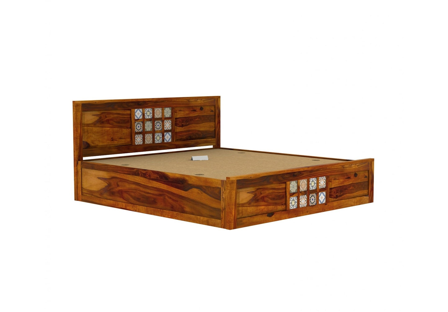 Solid Wood King Bed In Teak Finish