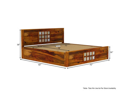 Solid Wood King Bed In Teak Finish