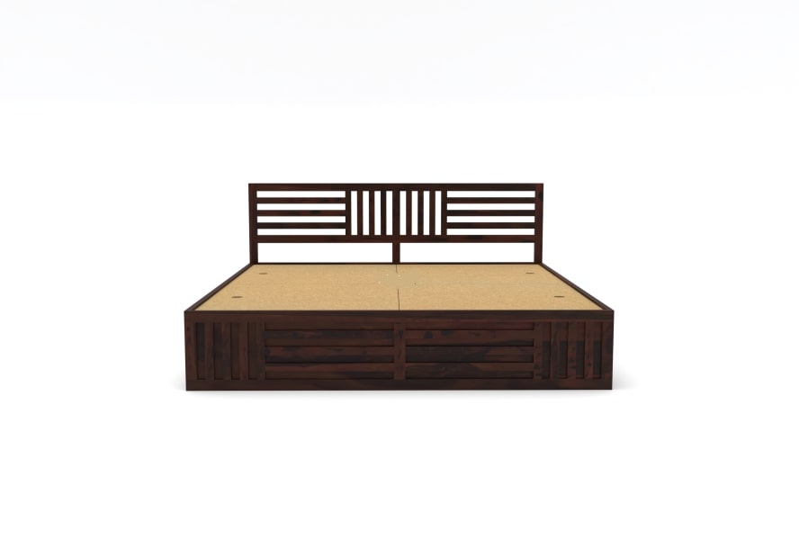 Solid Wood King Bed In Walnut Finish