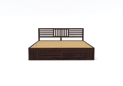 Solid Wood King Bed In Walnut Finish