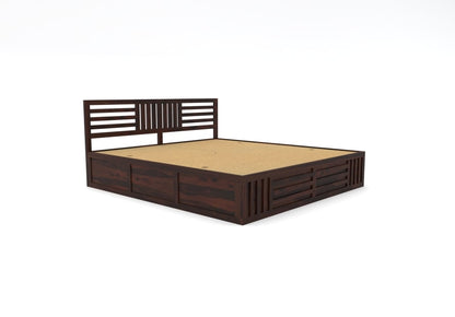 Solid Wood King Bed In Walnut Finish