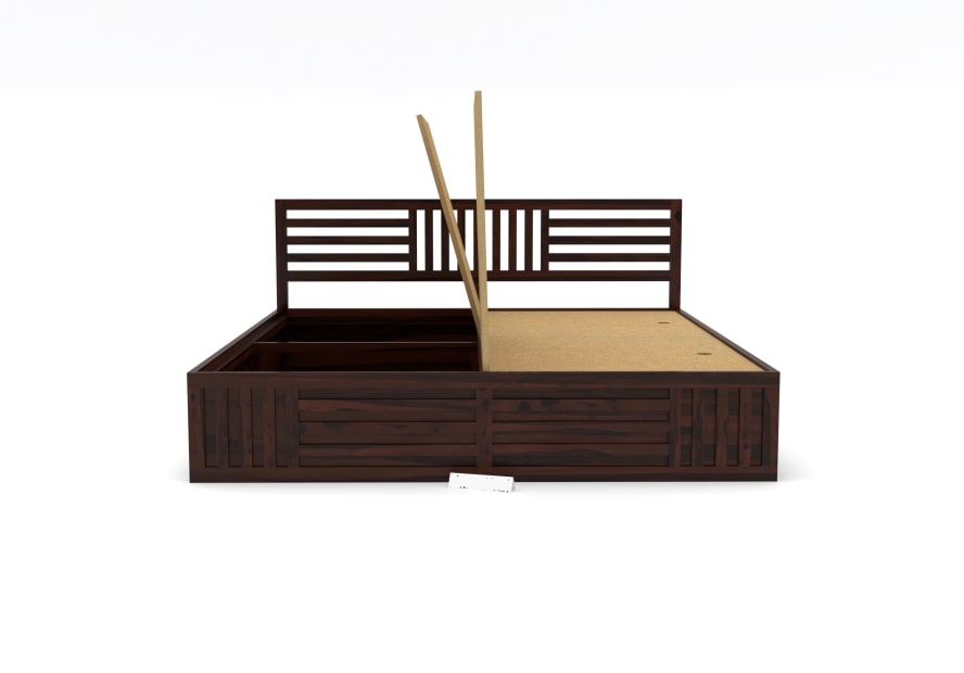 Solid Wood King Bed In Walnut Finish