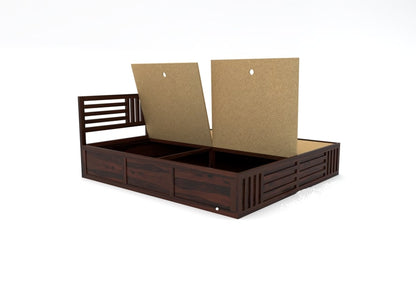 Solid Wood King Bed In Walnut Finish