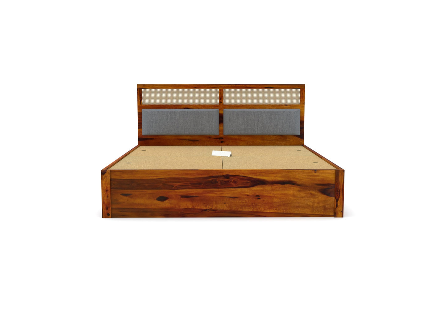 Solid Wood King Bed In Teak Finish