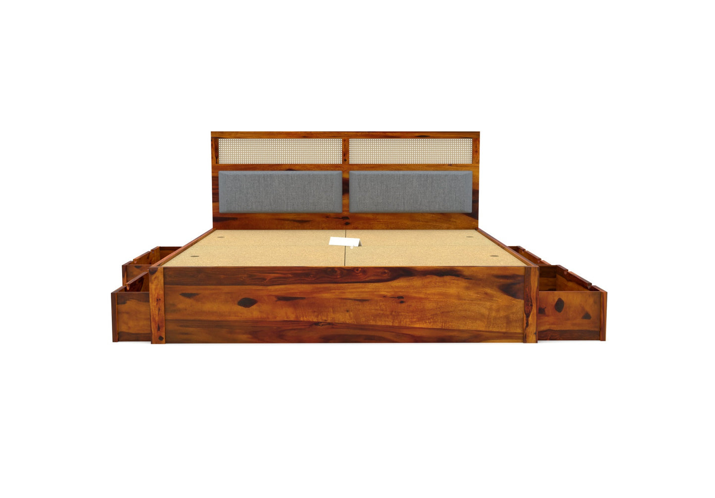 Solid Wood King Bed In Teak Finish