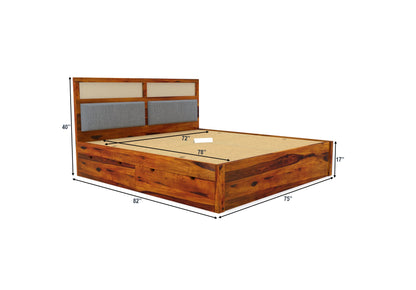 Solid Wood King Bed In Teak Finish