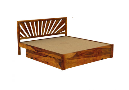 Solid Wood King Bed In Teak Finish