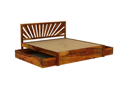 Solid Wood King Bed In Teak Finish