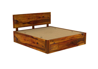 Solid Wood King Bed In Teak Finish