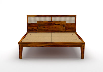 Solid Wood King Bed In Teak Finish