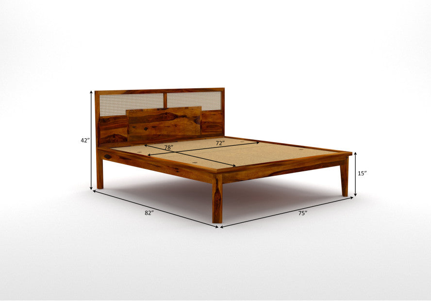 Solid Wood King Bed In Teak Finish