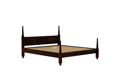 Solid Wood King Bed In Walnut Finish