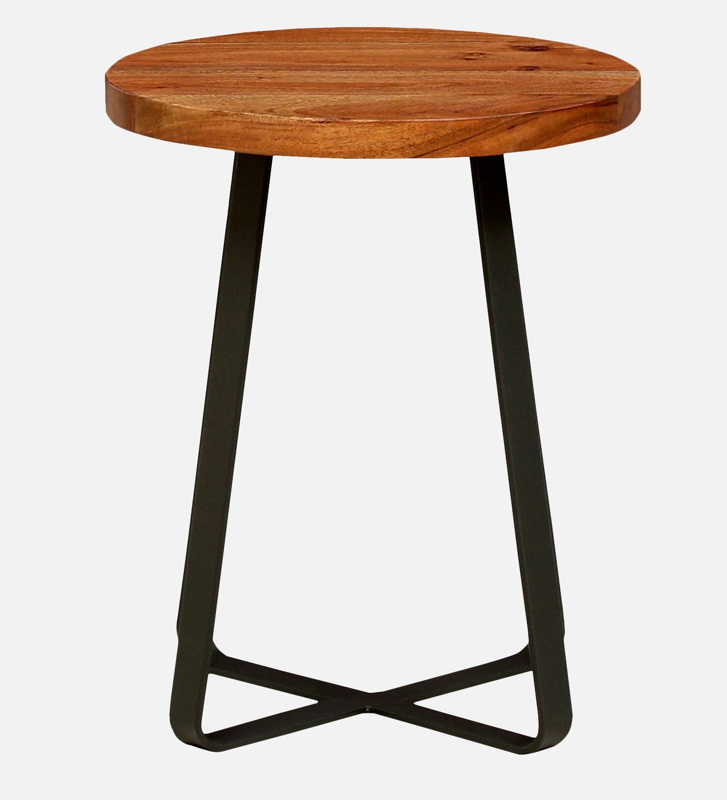 Designo - Metal And Solid Wood Top End Table - Black