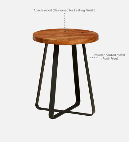 Designo - Metal And Solid Wood Top End Table - Black