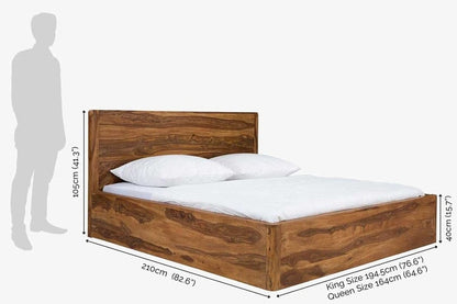 Solid Wood Queen Bed In Honey Finish