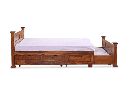 Solid Wood Queen Bed In Honey Finish