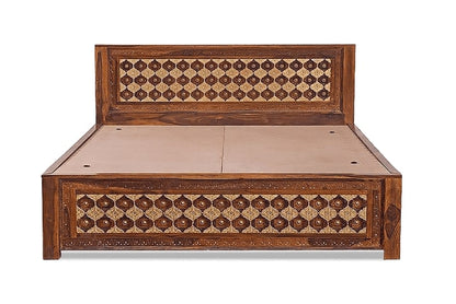 Solid Wood King Bed In Honey Finish