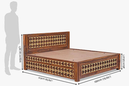 Solid Wood King Bed In Honey Finish