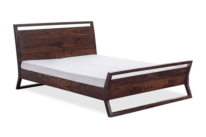 Solid Wood Queen Bed In Walnut Finish